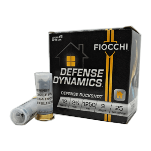 12 Gauge – Fiocchi Defense Dynamics 2-3/4″ 9 Pellet Buckshot – 25 Rounds