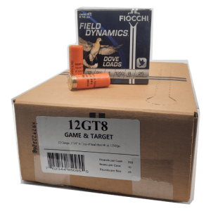 12 Gauge - Fiocchi 2-3/4" 1 oz #8 Shot 1250 fps - 250 Rounds