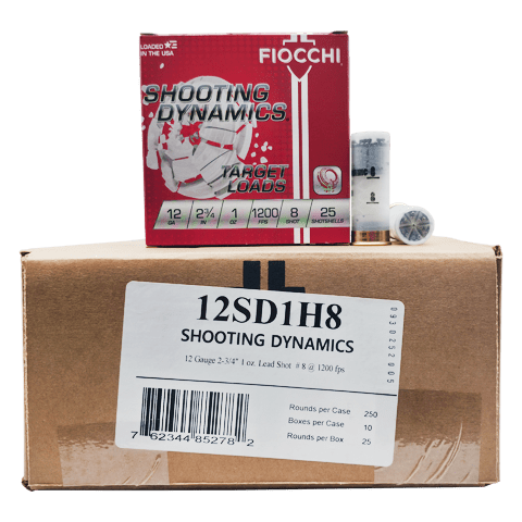 12 Gauge – Fiocchi Shooting Dynamics 2-3/4″ 1oz #8 Shot – 250 Rounds