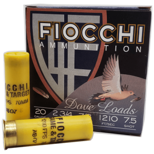 20 Gauge - Fiocchi Field Dynamics #7.5 Lead Shot 2-3/4" Plastic Hull - 25 Rounds