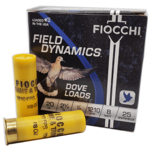 20 Gauge - Fiocchi Field Dynamics #8 Lead Shot 2-3/4" Plastic Hull - 25 Rounds