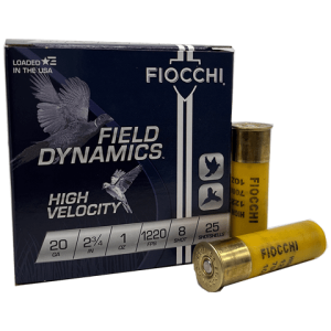 20 Gauge - Fiocchi Field Dynamics #8 Lead Shot 2-3/4" Plastic Hull - 25 Rounds