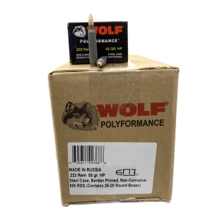 223 Rem - Wolf 55 Gr. Hollow Point 500 Rd. Case
