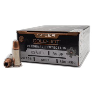 25 Auto - Speer 35 Grain Gold Dot Hollow Point - 20 Rounds