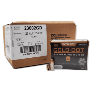 25 Auto - Speer 35 Grain Gold Dot Hollow Point - 200 Rounds