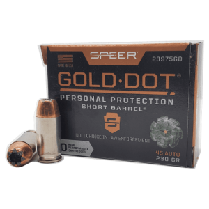 45 Auto - Speer Gold Dot Short Barrel 230 Grain JHP - 20 Rounds