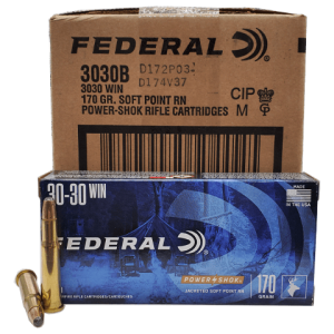 30-30 - Federal Power Shok 170 Grain JSP RN Case