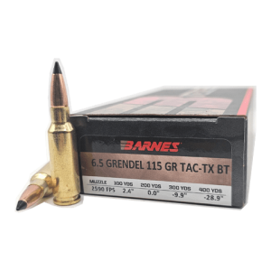 6.5 Grendel – Barnes Vor-Tx 115 Grain Tac-Tx Boat Tail – 20 Rounds