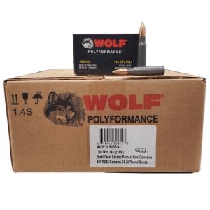308 Win - Wolf Performance 145 Gr. FMJ 500 rds. Steel Case