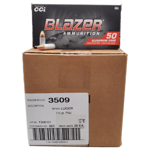 9mm - CCI Blazer Aluminum 115 GR. Full Metal Jacket Case