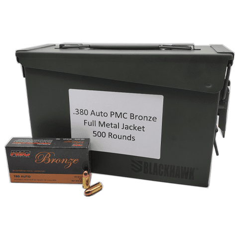 380 Auto - PMC Bronze 90 Grain FMJ - 500 Round Can