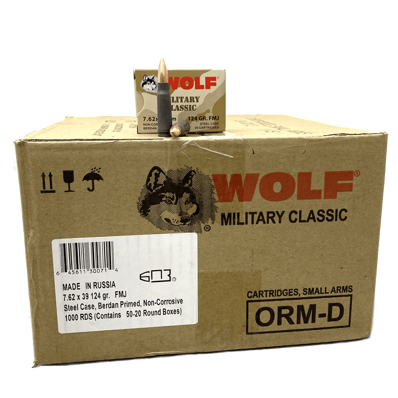 7.62x39 - Wolf Military Classic 124 Gr. FMJ Steel Case 1,000 rds.