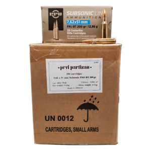 7.62x51 Nato - PPU 200 Grain Subsonic FMJBT Case