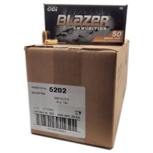 380 Auto - CCI Blazer Brass 95 Grain Full Metal Jacket - 1000 Rounds