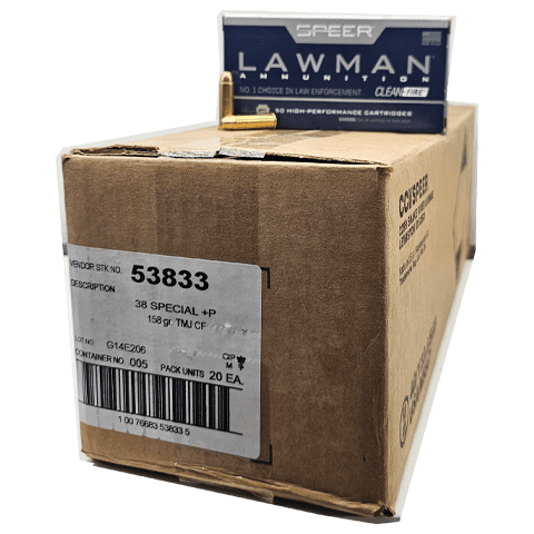 38 Special – Speer Lawman 158 Grain +P TMJ Cleanfire – 1000 Rounds