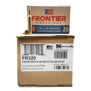 5.56 NATO – Hornady Frontier 75 Grain BTHP Case – 500 Rounds