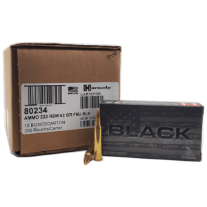 223 Rem - Hornady Black 62 Grain Full Metal Jacket - 200 Rounds