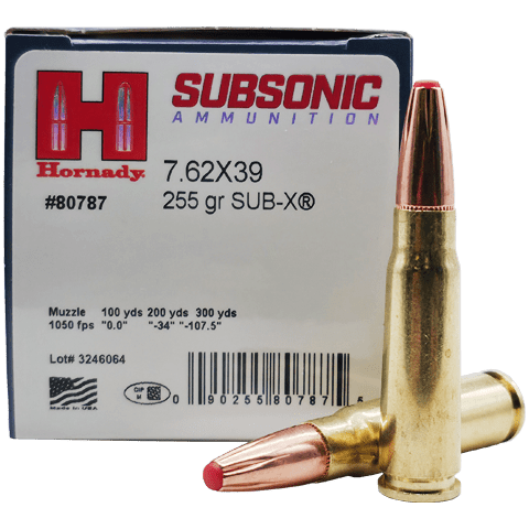 7.62×39 – Hornady Subsonic 255 Grain SUB-X – 20 Rounds