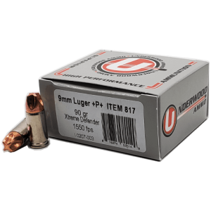 9mm - Underwood 90 Grain +P+ Xtreme Defender - 20 Rounds