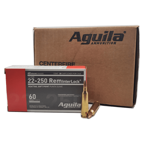 22-250 Rem - Aguila 60 Grain Hornady InterLock BTSP - 200 Rounds