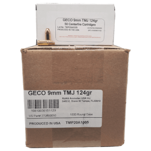 9mm - Geco 124 Gr. TMJ 1000 rd. Case
