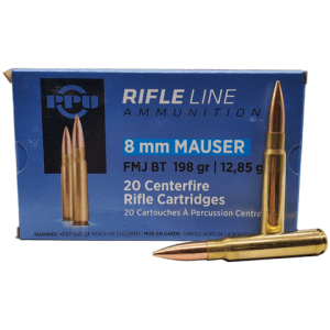 8mm Mauser - PPU 198 Grain Full Metal Jacket Boat Tail