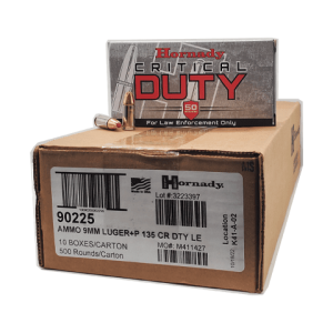 9mm - Hornady Critical Duty LE 135 Grain +P FlexLock - 500 Rounds