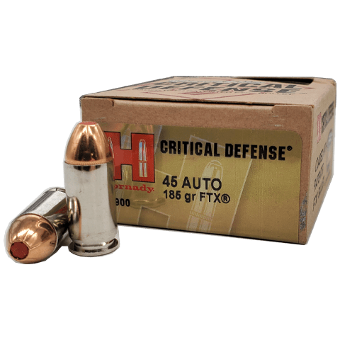45 Auto - Hornady Critical Defense 185 Grain FTX JHP - 20 Rounds