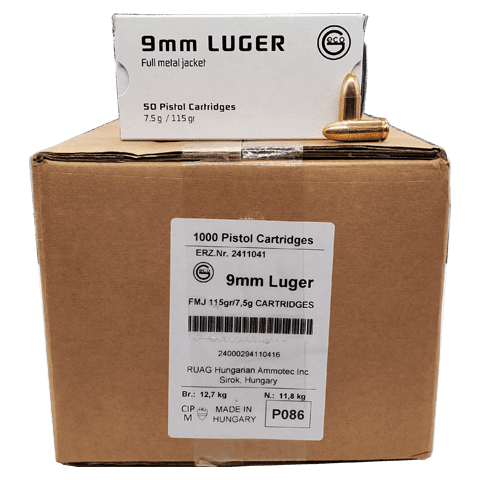 9mm - Geco 115 Gr. FMJ 1000 rd. Case