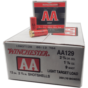 12 Gauge - Winchester AA Skeet 2-3/4" Light Target Load #9 Shot - 250 Rounds