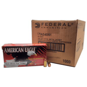 40 S&W - Federal American Eagle 180 Grain TMJ Toxic-Metal Free Primer 1000 Round Case