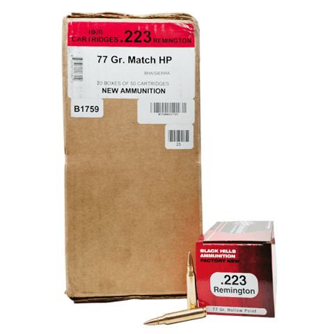 223 Rem – Black Hills 77 Grain Hollow Point – 1000 Rounds