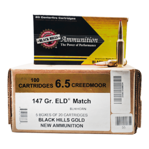 6.5 Creedmoor – Black Hills Gold 147 Grain Hornady ELD Match – 100 Rounds