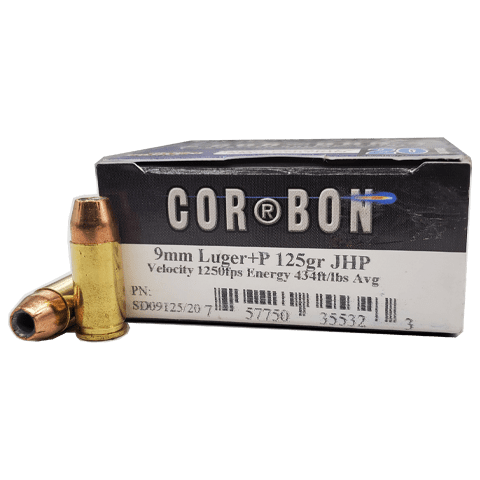 9mm - CorBon 125 Grain +P Jacketed Hollow Point