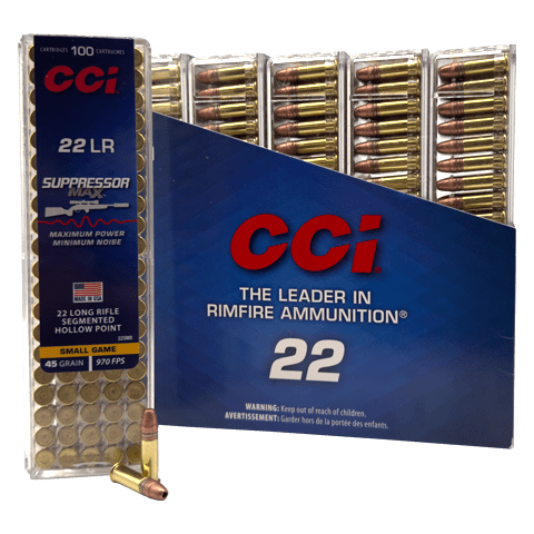 22 Long Rifle – CCI Suppressor Max 45 Gr. Segmented Hollow Point – 500 Rounds