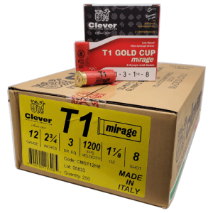 12 Gauge - Clever T1 Mirage #8 Shot 2-3/4" Plastic Hull - 250 Rounds