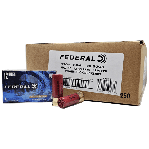 12 Gauge – Federal Power-Shok 2-3/4″ Magnum 00 Buck – 250 Rounds