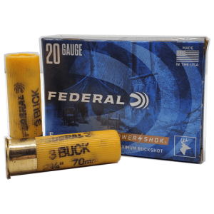 20 Gauge - Federal 2-3/4" Power-Shok 20 Pellet #3 Buck - 5 Rounds