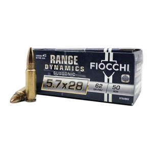 5.7×28 – Fiocchi Range Dynamics 62 Grain Subsonic FMJ – 50 Rounds