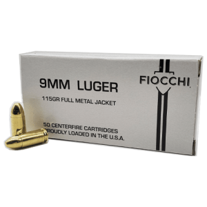 9mm - Fiocchi USA 115 Grain Full Metal Jacket - 50 Rounds