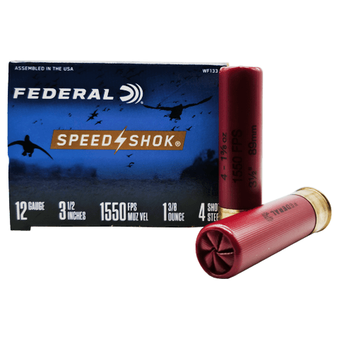 12 Gauge – Federal Speed-Shok 3-1/2″ #4 Steel Shot – 25 Rounds