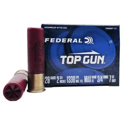 28 Gauge – Federal 2-3/4″ Top Gun 3/4 oz #7.5 Lead Shot – 25 Rounds