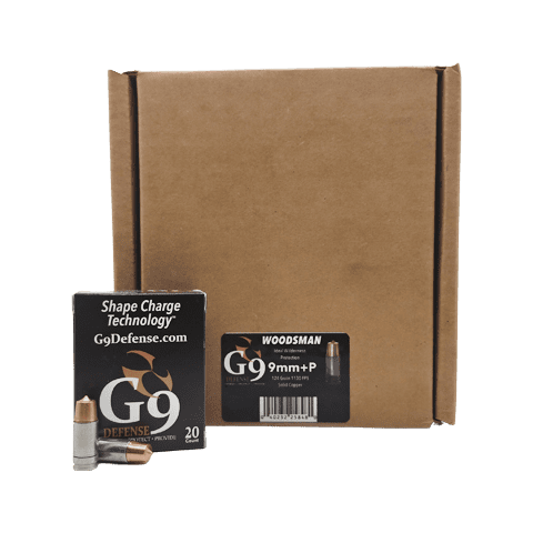 9mm – G9 Defense 124 Grain +P Woodsman Solid Copper Shell Shock Case – 200 Rounds