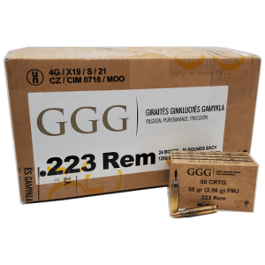 223 Remington - GGG 55 Grain FMJ Military Grade Brass Case - 1200 Rounds