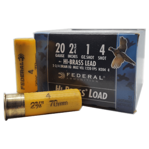 20 Gauge - Federal 2-3/4" Game Load Hi-Brass #4 Shot - 25 Rounds