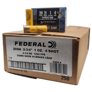 20 Gauge - Federal 2-3/4" Game Load Hi-Brass #4 Shot - 250 Rounds