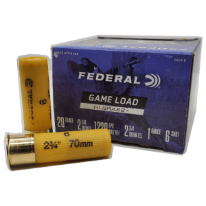20 Gauge - Federal 2-3/4" Game Load 1 oz Hi-Brass 6 Shot - 25 Rounds