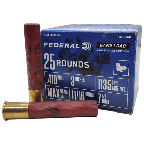 410 Gauge - Federal 3" Game Load #7.5 Lead Shot High Brass