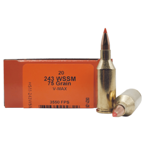 243 WSSM – HSM 75 Grain Hornady V-MAX – 20 Rounds