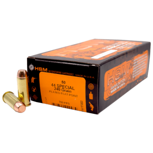44 Special – HSM 240 Grain Plated Flat Point -50 Rounds